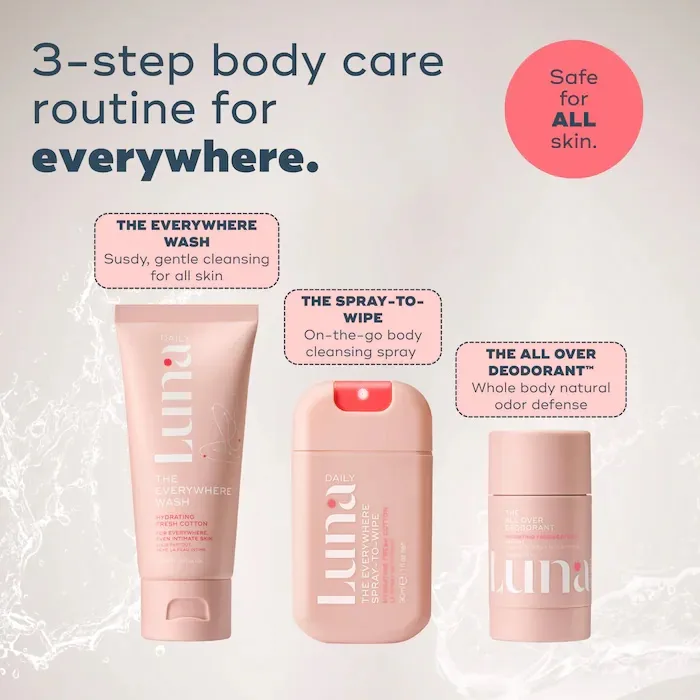 Luna Daily The Hydrating Everywhere Body Minis Kit – 3 step microbiome + pH-balancing body care routine