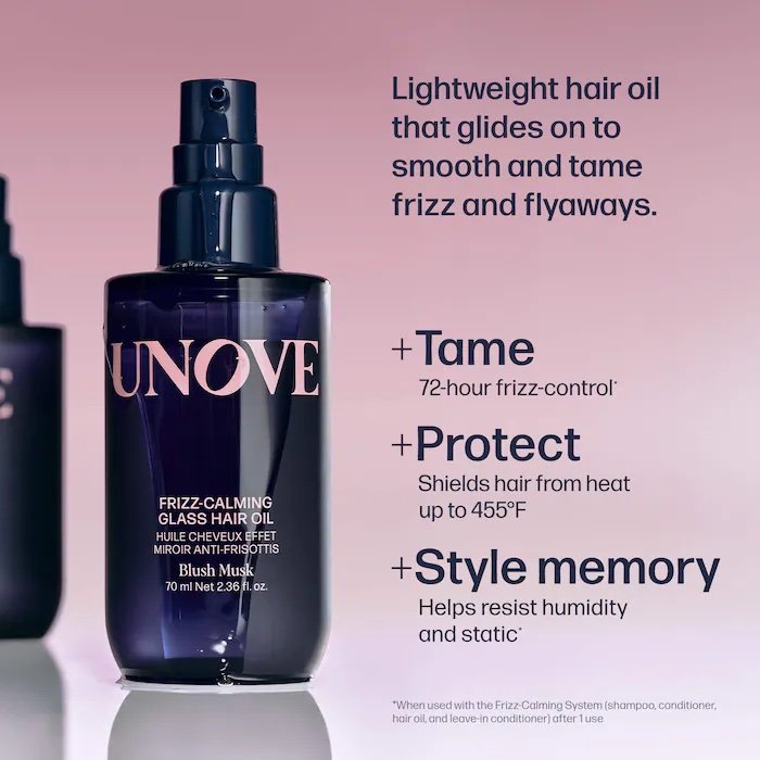 UNOVE Frizz-Calming Glass Hair Oil with Heat Protectant