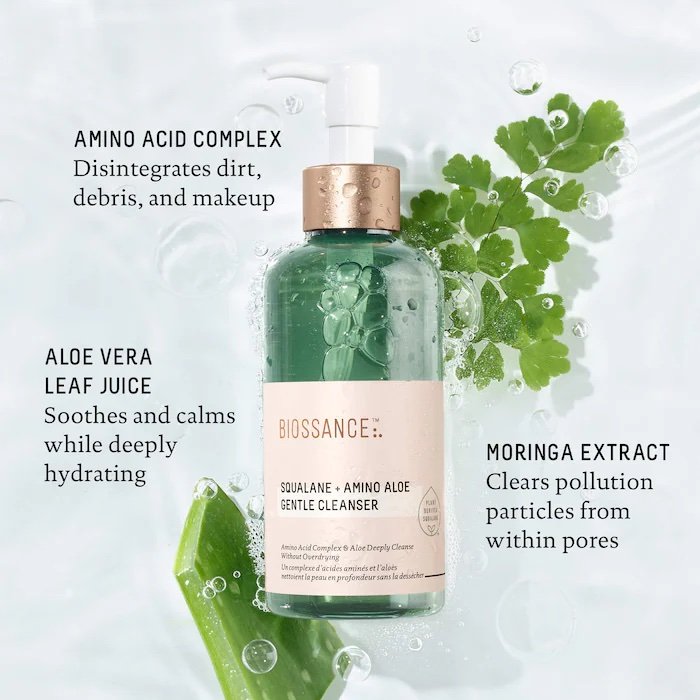 Biossance Amino Aloe Gentle Pore-Minimizing Cleanser + Squalane