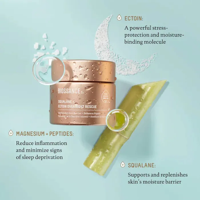 Biossance Ectoin Overnight Rescue Deep Repair Night Moisturizer + Squalane