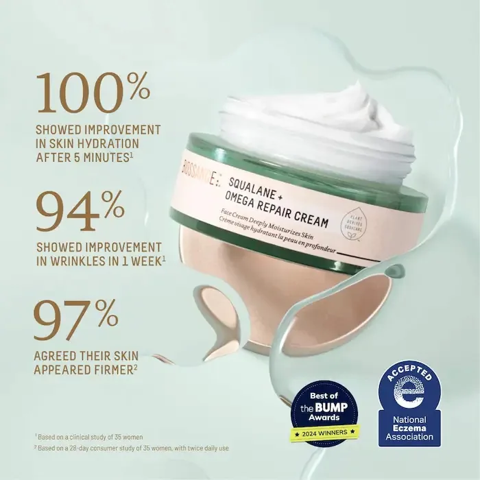 Biossance Omega Repair Deep Hydration Moisturizer with Ceramides and Hyaluronic Acid + Squalane