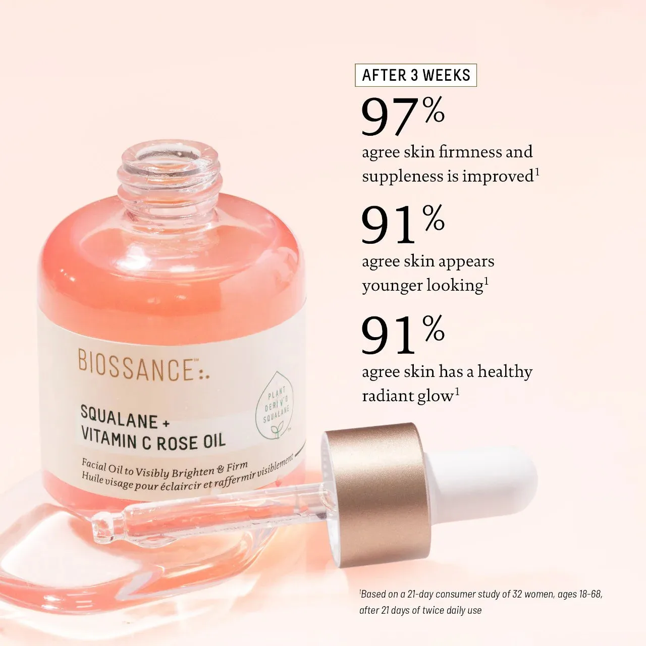 Biossance Vitamin C Rose Brightening and Firming Face Oil + Squalane