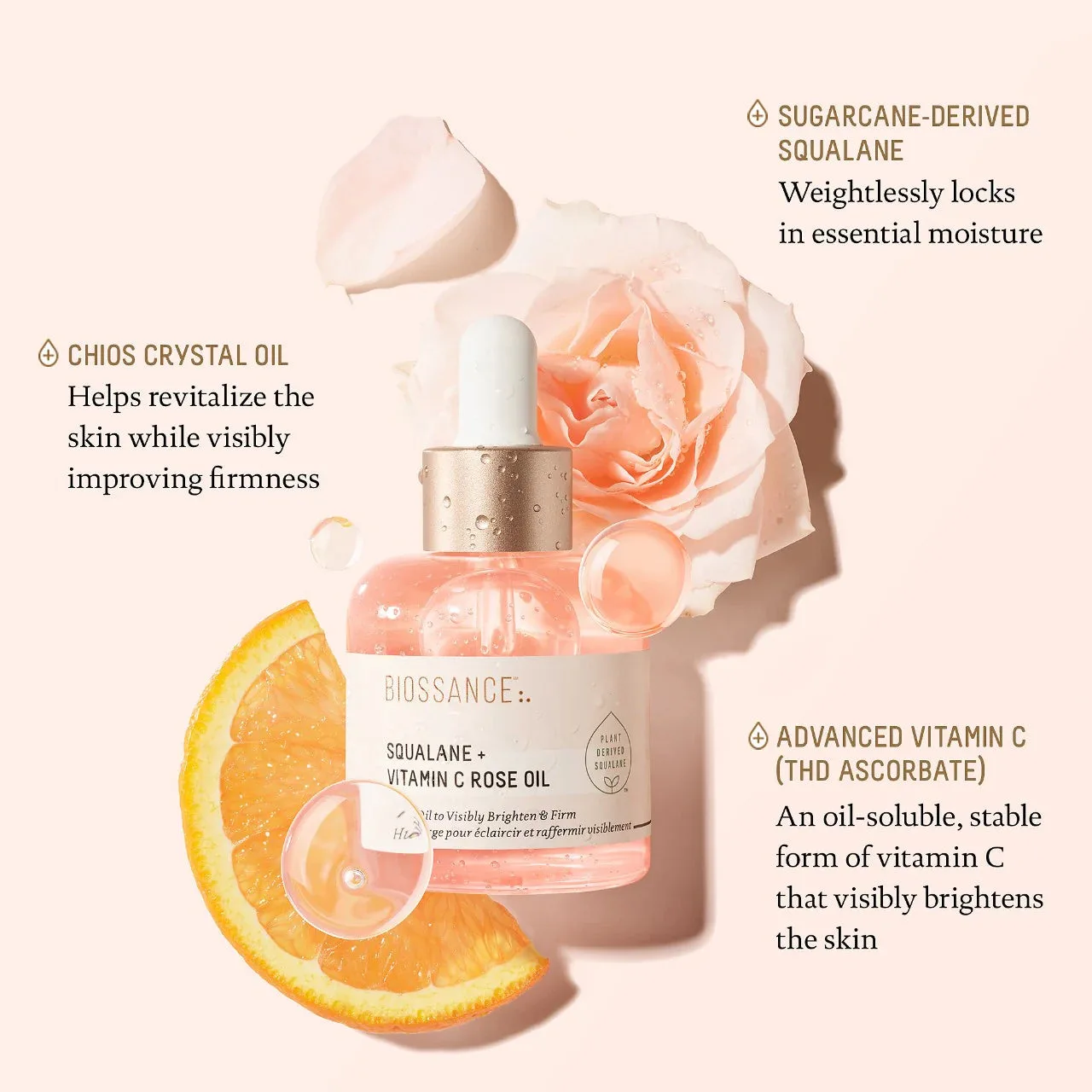 Biossance Vitamin C Rose Brightening and Firming Face Oil + Squalane