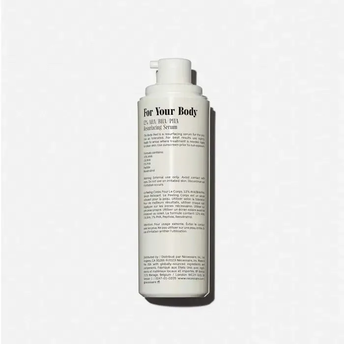 Nécessaire The Body Peel – Resurfacing Serum with 12% AHA/BHA/PHA, 1% Resveratrol + Peeling Peptide