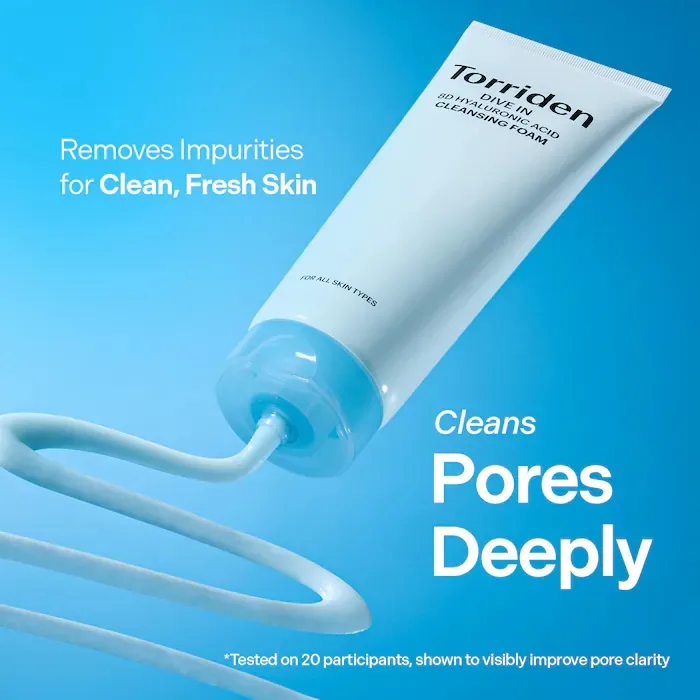 Torriden DIVE IN 8D Hyaluronic Acid Cleansing Foam for Gentle Daily Cleanse & Refreshing Glow