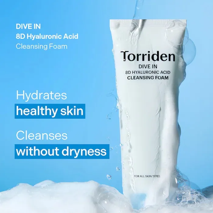 Torriden DIVE IN 8D Hyaluronic Acid Cleansing Foam for Gentle Daily Cleanse & Refreshing Glow