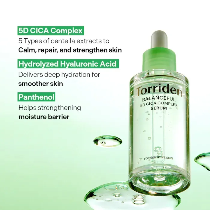 Torriden BALANCEFUL 5D Cica Complex Redness Reducing Serum for Calming & Hydration