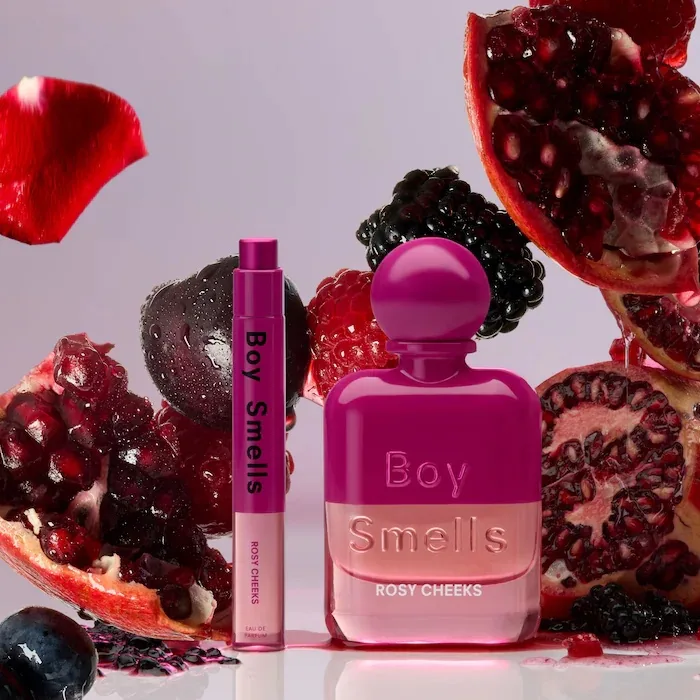Boy Smells Rosy Cheeks Perfume with Pomegranate