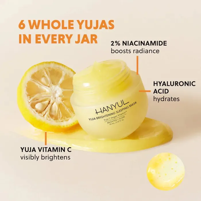 Hanyul Korean Yuja Brightening Sleeping Mask & Moisturizer with Vitamin C and Niacinamide