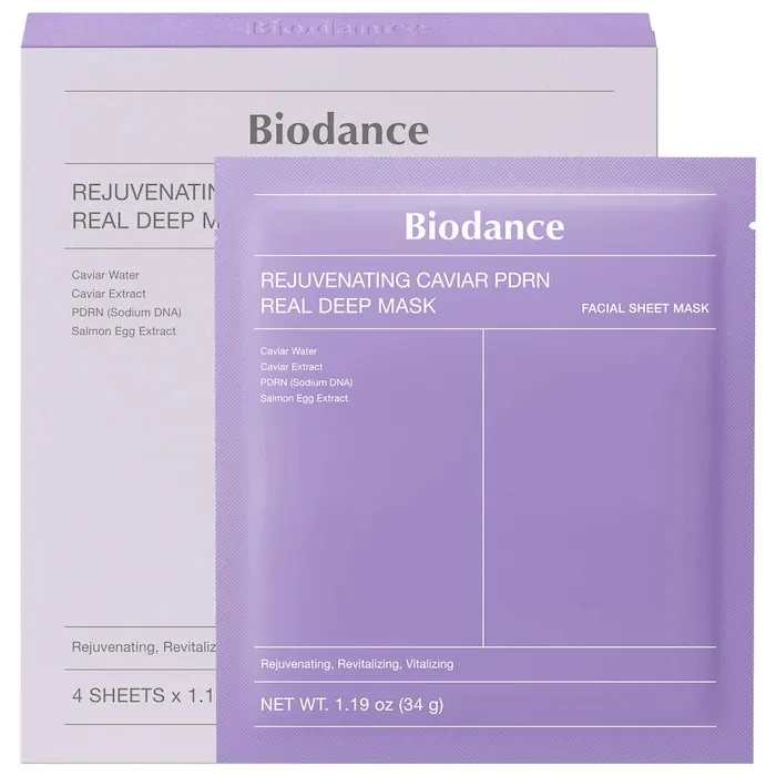 Biodance Rejuvenating Caviar PDRN Real Deep Mask – 4 Pack for Natural Skin Renewal & Firming