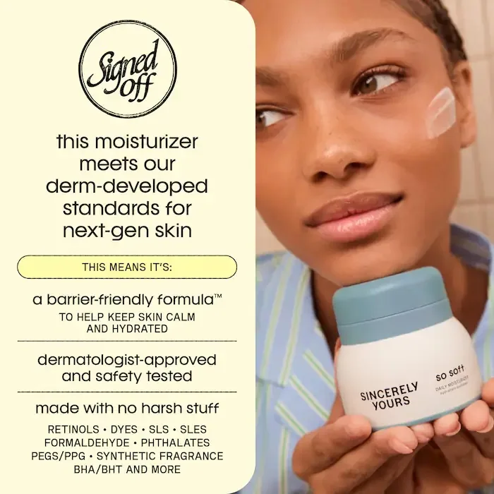 Sincerely Yours So Soft Daily Barrier Strengthening Lightweight Moisturizer with Hyaluronic Acid, Ceramides and Niacinamide