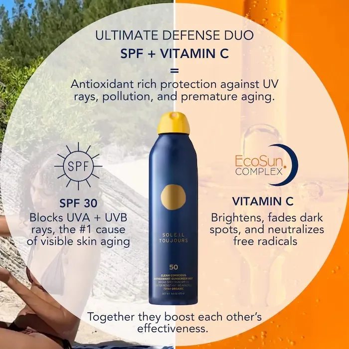 Soleil Toujours Clean Conscious Body Sunscreen Mist with Vitamin C SPF 30-50