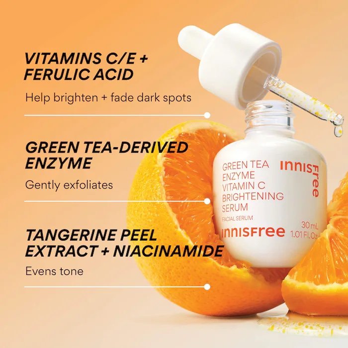 innisfree Rapid Vitamin C Korean Brightening Serum for Dark Spots + Post-Breakout Marks