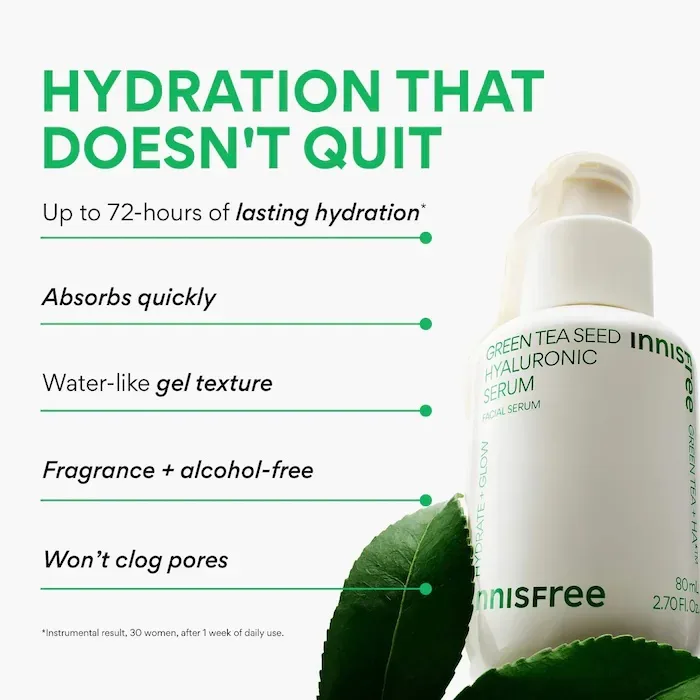 innisfree Green Tea Hyaluronic Acid + Niacinamide Refillable Serum for Skin Barrier Support?