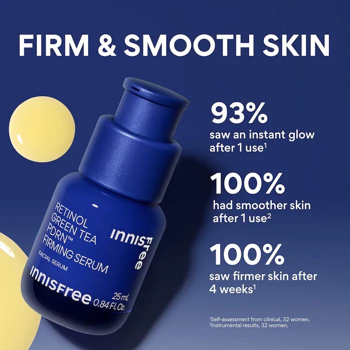 innisfree Retinol Green Tea PDRN™ Korean Firming & Smoothing Serum for Slow-Aging