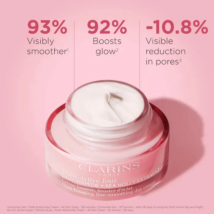 Clarins Multi-Active Day Moisturizer for Lines, Pores, Glow with Niacinamide