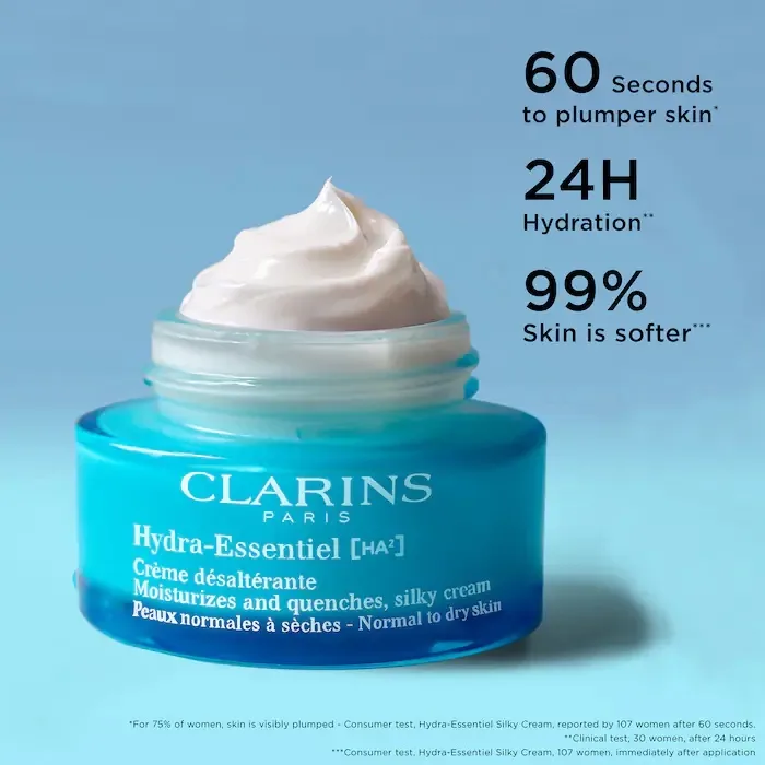 Clarins Hydra-Essentiel Silky Moisturizer with Double Dose Hyaluronic Acid