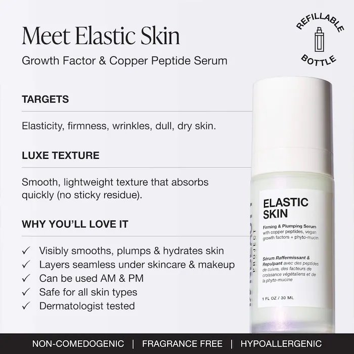 INNBEAUTY Project Elastic Skin Firming & Plumping Vegan Growth Factor Serum with Copper Peptides